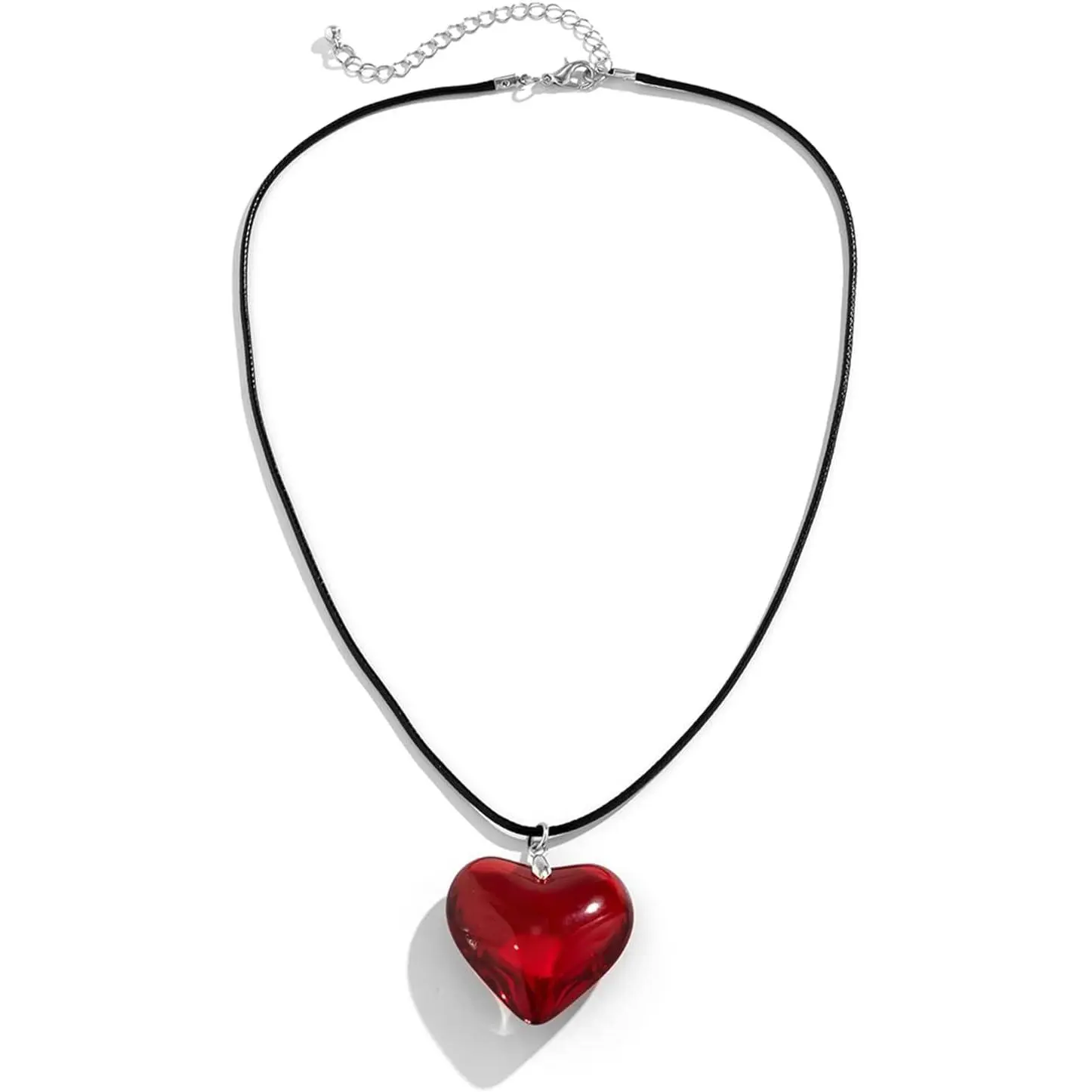 Necklace, Chunky Puffy Big Glass Heart Choker Necklaces | Heart Pendant Necklace for Women, Y2K Trendy  Accessories