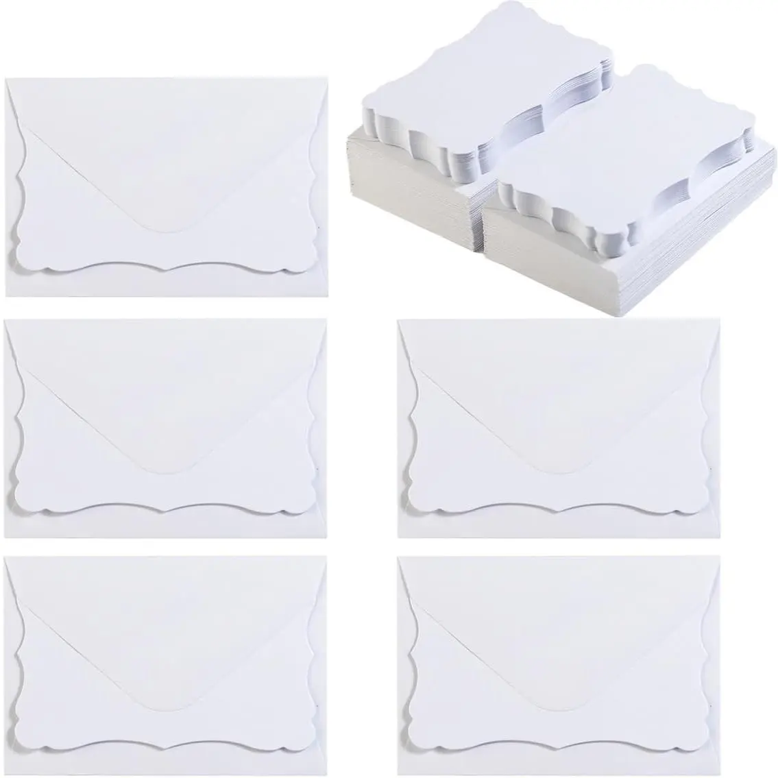100 Pack Mini Envelopes with Blank Note Cards, White | 4 x 2.7 Inches, Self-Adhesive, Small Business Card Size