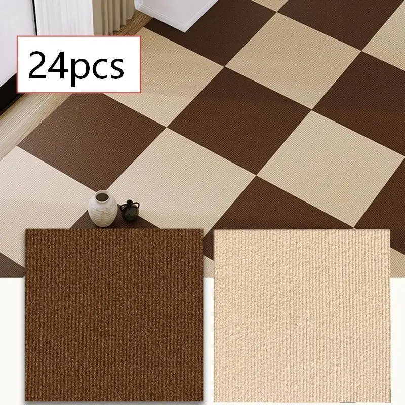 24-Piece Peel and Stick Floor Tile Set, Modern Two-Tone Design, 12" X 12" Self Adhesive Flooring, Ideal for Bedroom, Office, Apartment Decor