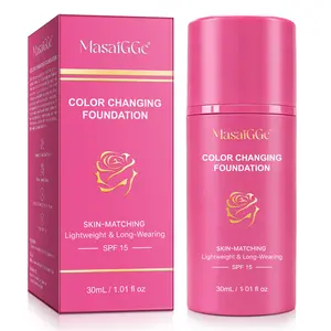 Masaigge Color-Changing Foundation Liquid 30ML, Long-Lasting Coverage, Smooth Finish, Ideal for All Skin Types, Perfect for Daily Use