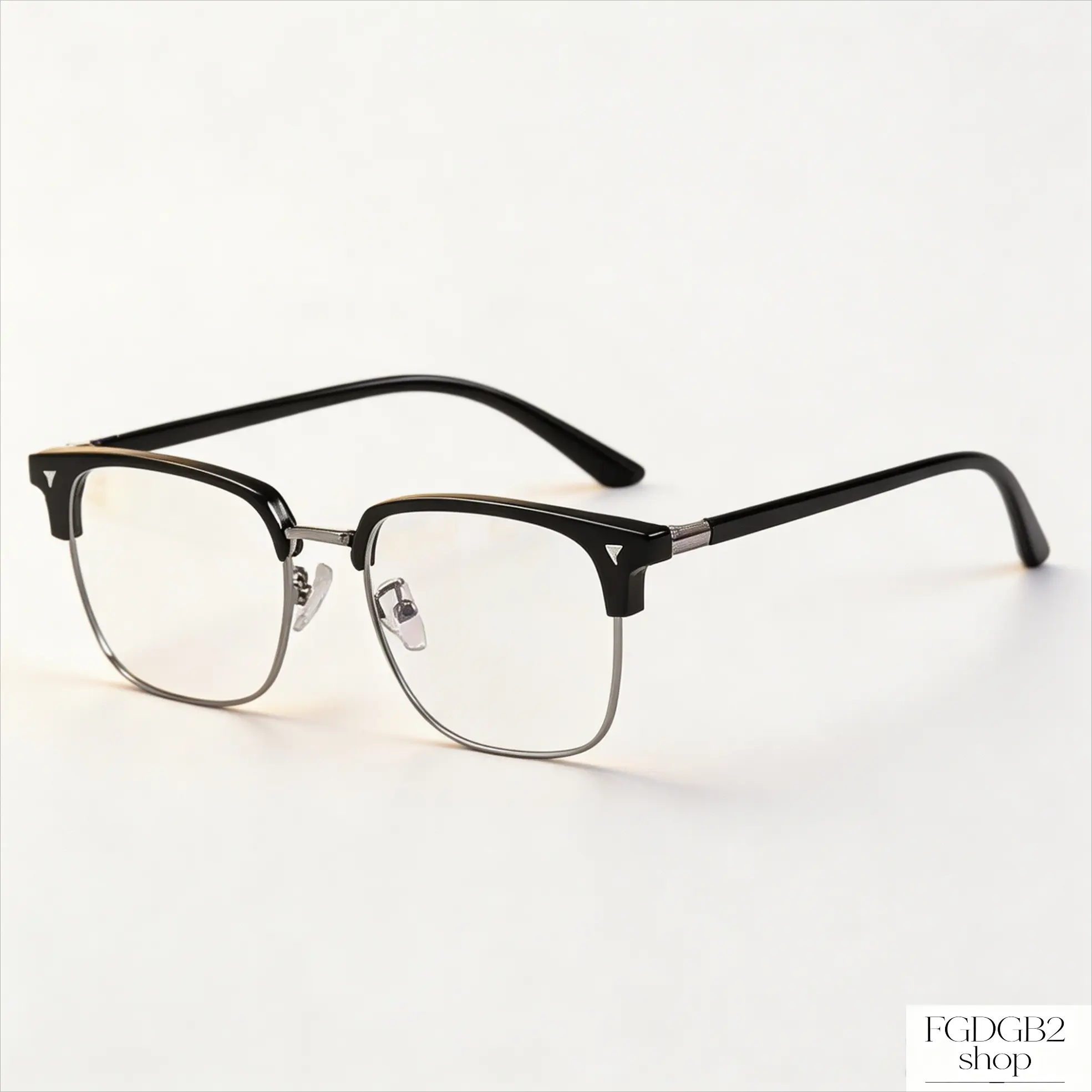 Unisex Square Browline Blue Light Glasses - Semi-Rimless Lightweight Eyewear with Durable Metal-Plastic Frames, Vintage Style for Computer Work, Daily Wear casual