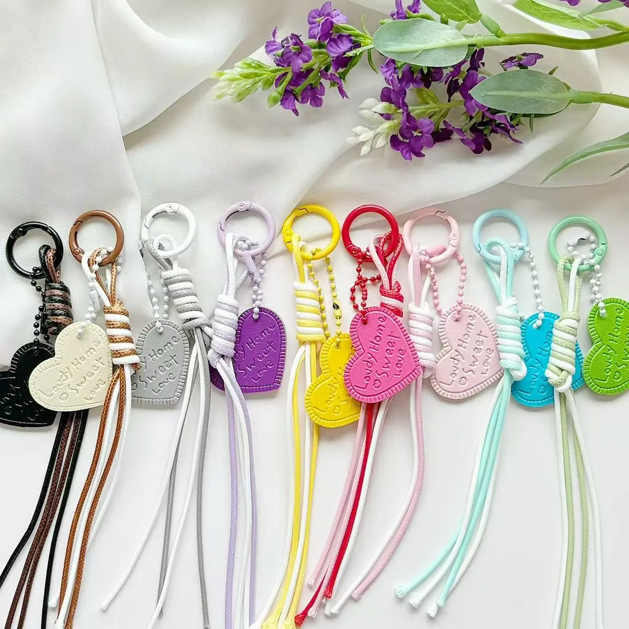 9 Colors Heart Cookie Braided Keychain, Keychain Charms, Aesthetic Coquette Bag Charm Pendant for Keys, Backpacks & Handbags