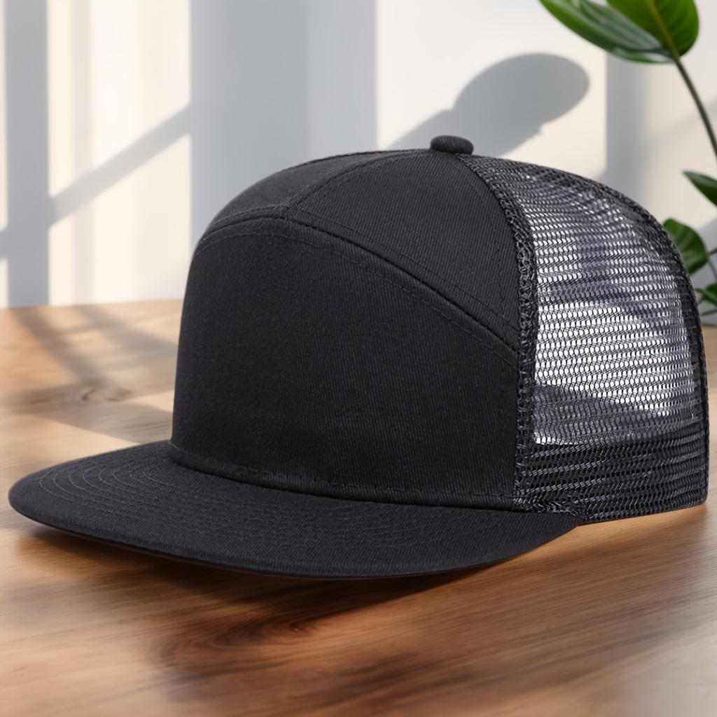 Fashionable and simple seven-piece spliced smooth board baseball cap for men and women, outdoor mesh fabric, summer flat edge mesh cap, casual and versatile