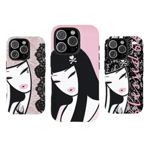 Tokidoki Girl Y2K Grunge Lace Phone Case, Magnetic Wireless Charging Shockproof Cover for iPhone 17 Pro Max 16 15 14 13 12 11 Samsung S21-S25, Gift for Her