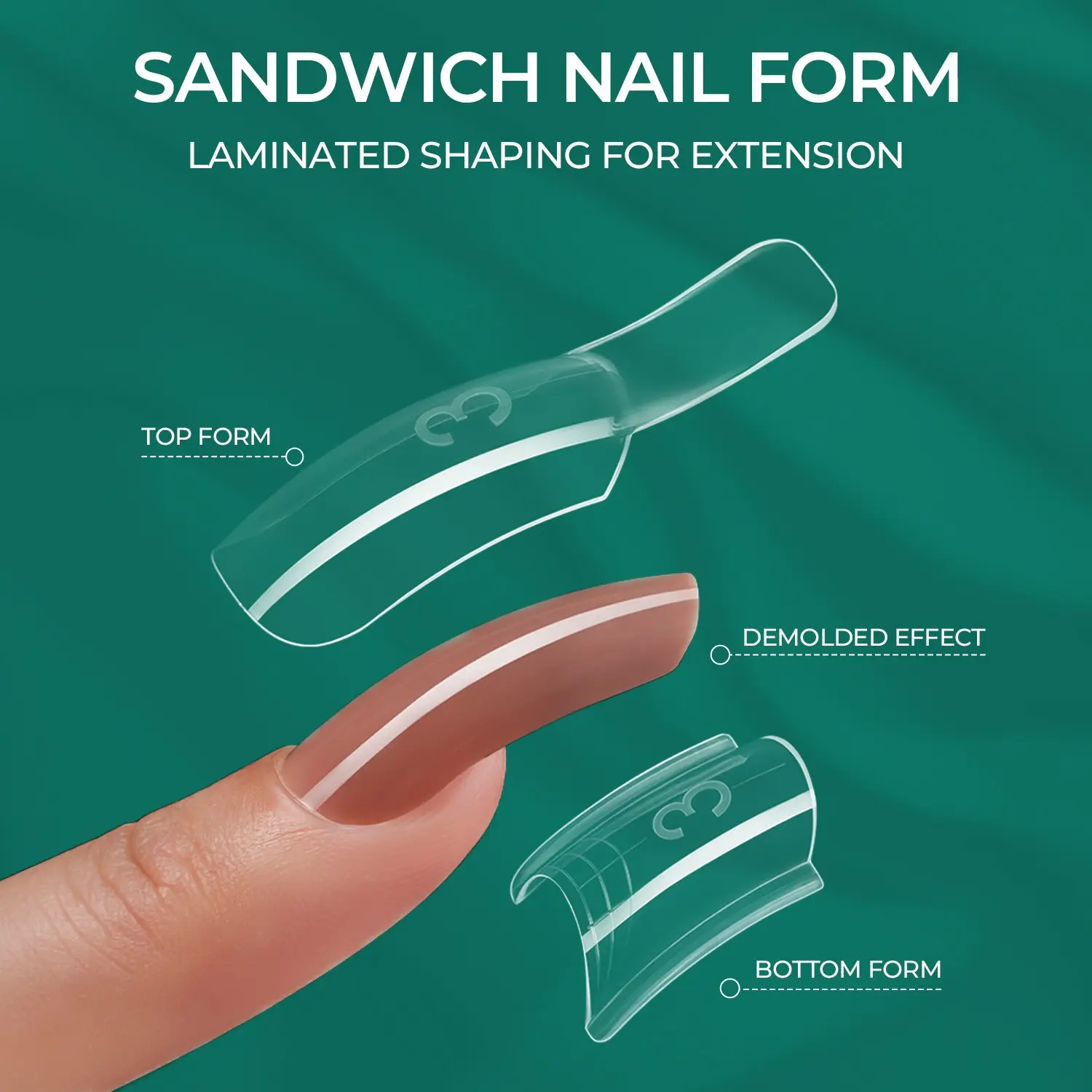 Sandwich Dual Forms Nail Extension Forms Clear F1 Nail Mold Dual Nail Forms for Builder Gel UV Gel Acrylic Gel 15 Sizes 240PCS Nail Art Supplies