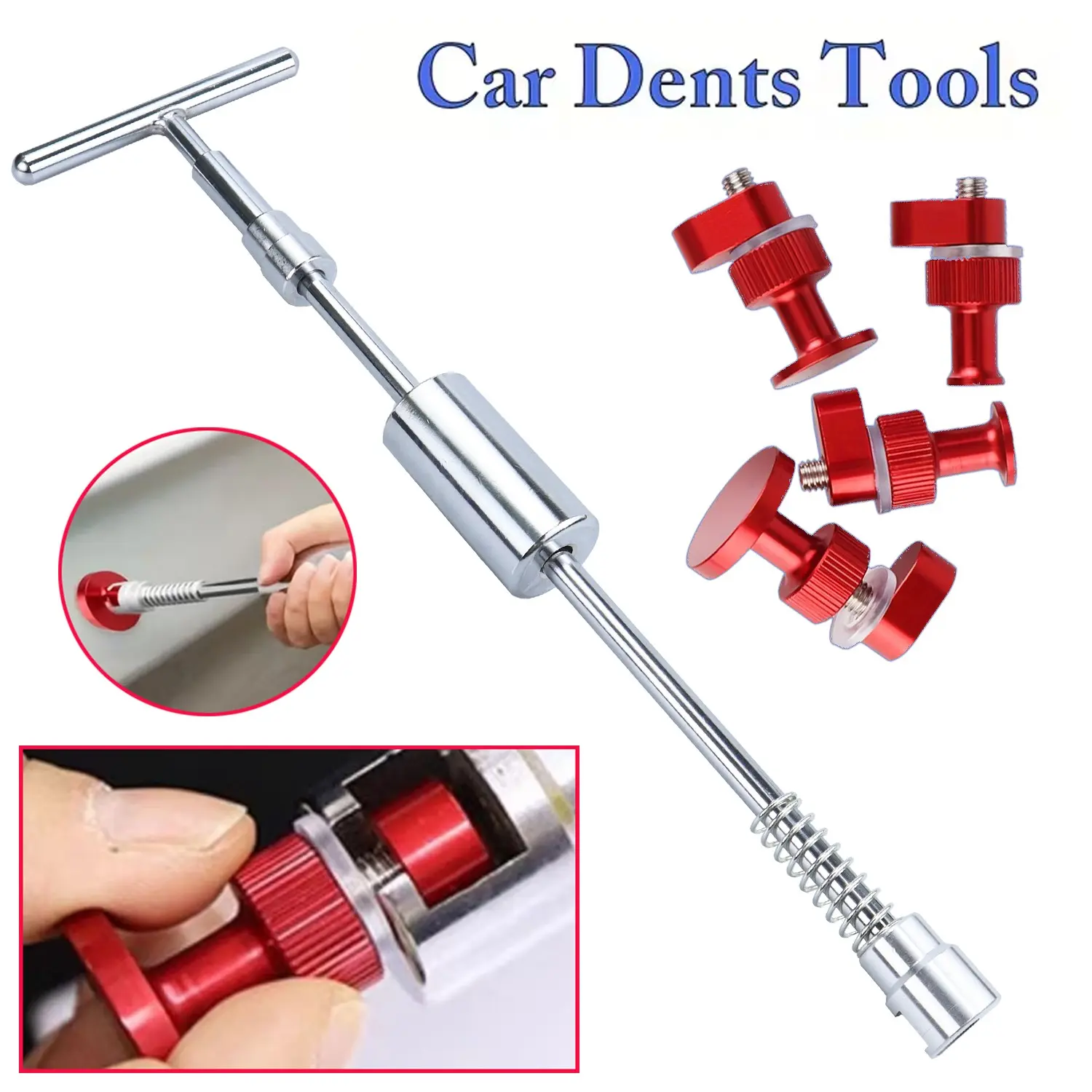 Car Dent Puller Tool, Car Dent Remover, Metal T-Dent Repair Kit, Aluminum Alloy Pads, Reusable, for Ice Damage Fix, Car Maintenance Tools