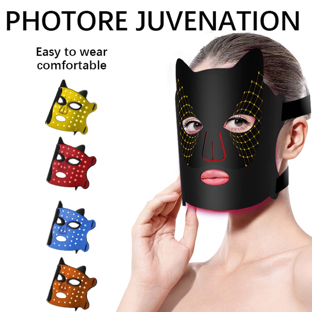 LED Silicone Mask, USB Rechargeable LED Color Light Mask Instrument, Household Facial Mask Spectrometer, Personal Care Appliances, Skin Repair