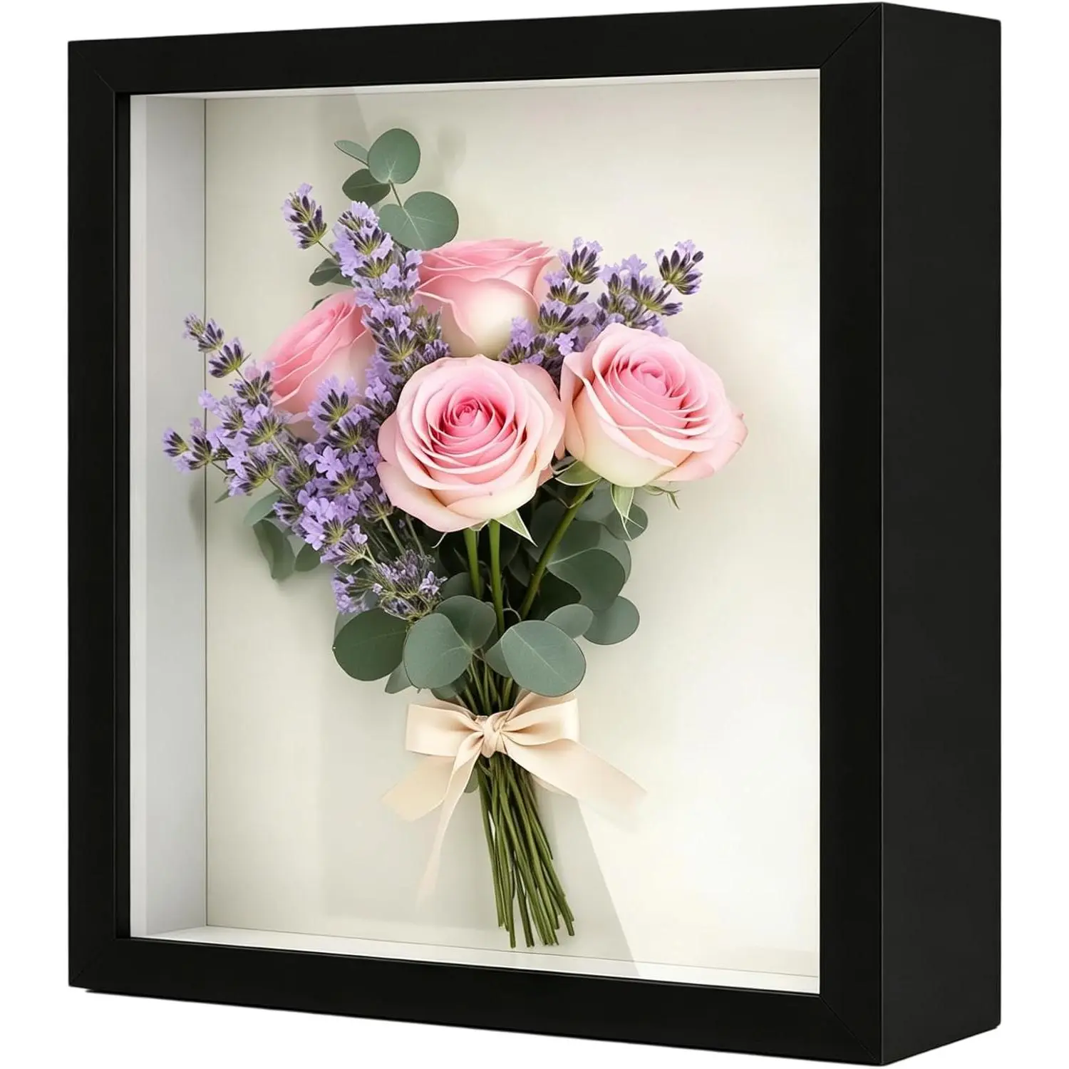 6X6 Small Matte Black Shadow Box Frame, Real Clear Glass Deep 3D Display Case for Flowers Photos Keepsakes Wedding Baby Memories Crafts Memorabilia
