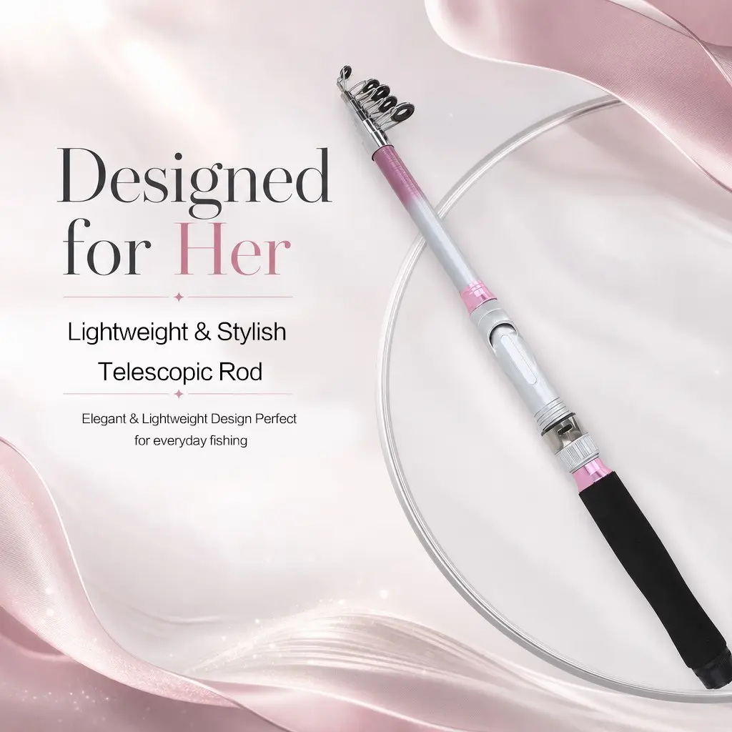 Light Gradient 1.8m Telescopic Fishing Rod, Telescoping Rod, Ultra-Light Glass Fiber with Ceramic Guides, Portable for Beginners, Outdoor Fishing, Fishing Gear