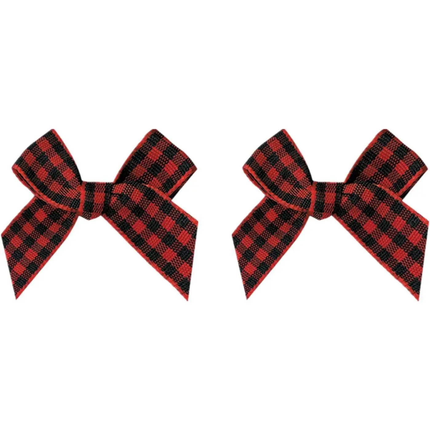 Gingham Craft Ribbon Bows Mini Checkered Ribbon  Appliques for Sewing, , DIY Craft, Wedding Decoration Ornament (RED, Medium Size 25 count)