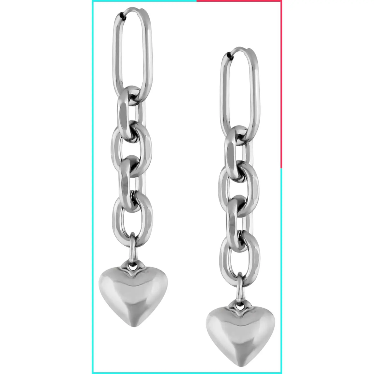 Chunky Heart Chain Earrings Gothic Punk Grunge Y2K Aesthetic Jewelry Christmas Gift for Women