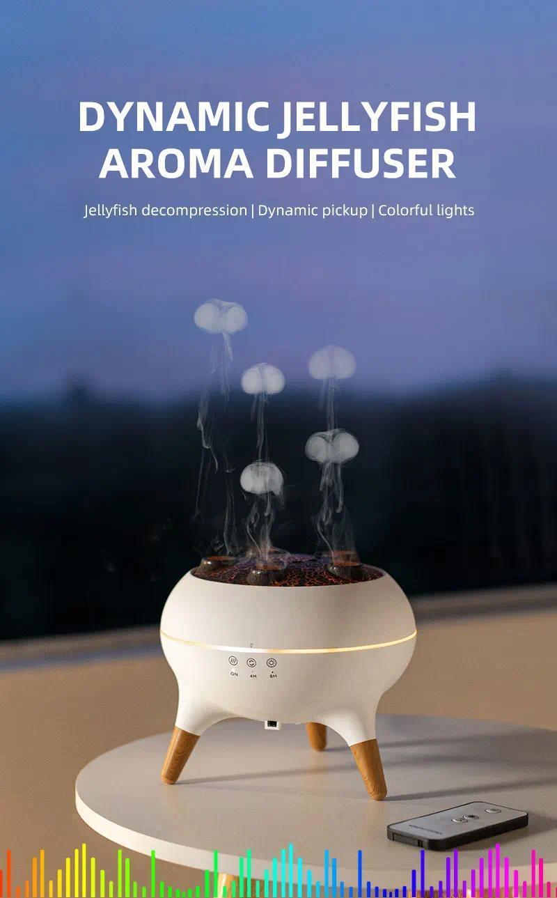 Dynamic Jellyfish Air Humidifier Essential Oil Diffuser Remote Control Bedroom Humidifier with 7 Colorful Night Lights