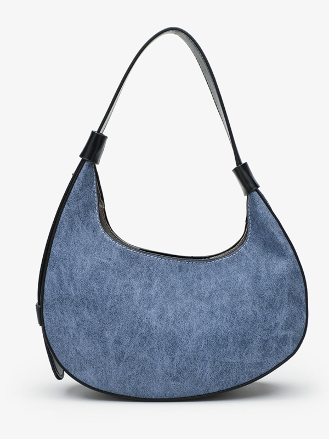 Women's Simple Style Plain Color Moon Shaped Shoulder Bag, Casual Trendy Novelty Pu Leather Handheld Bag, Fashionable Hobo Bag for Daily Use, Crescent Bag