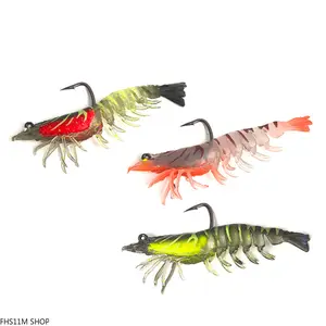 Glow Shrimp Fishing Lure With Weighted Hook, Multi Segmented Soft Swimbait For Saltwater And Freshwater Fishing, Luminous Shrimp Bait For Bass Fishing, Grouper Fishing, Night Fishing And Predator Fish Anglers