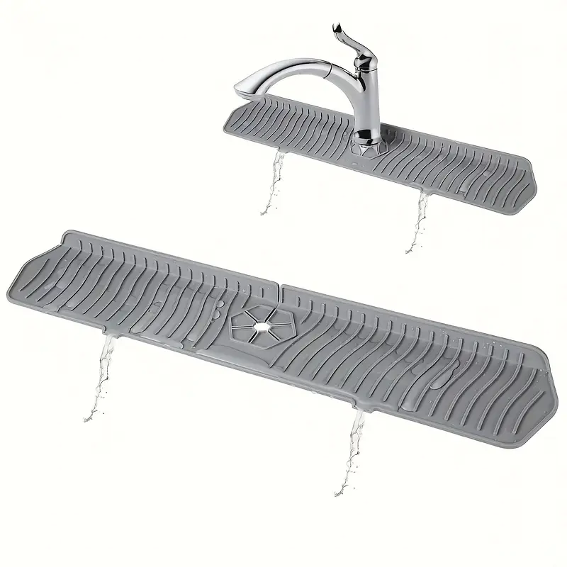 Heavy-Duty Sink Splash Guard with Faucet Mat - Fits Sinks, Compatible with Dish Drainers, Suitable for Kitchen Countertops and Bathroom Bathtubs