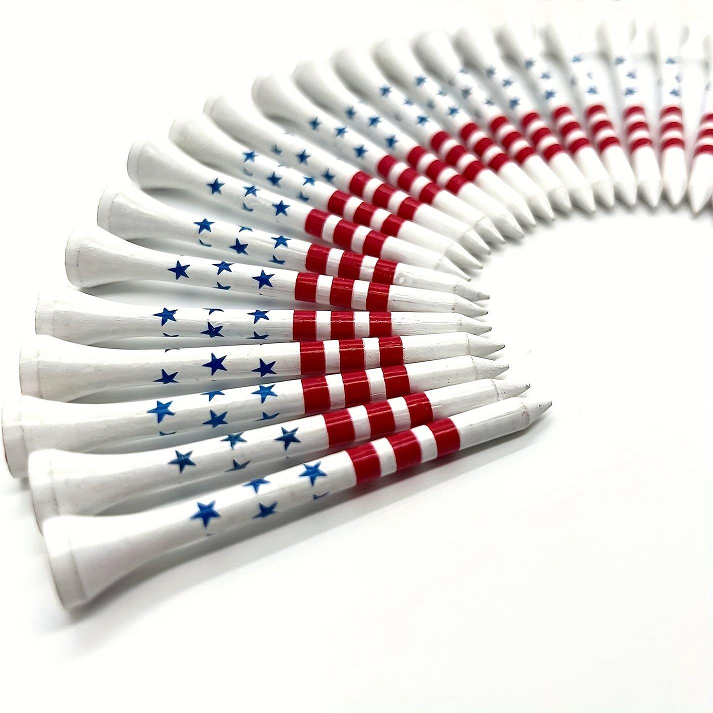 American Flag Golf Tees (50/100pcs), Wooden Golf Tees, Stars and Stripes Design Golfing Tees, Teens Golf Balls Game Accessories, Golf Equipment, Golf Supply