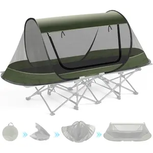 Pop-Up Mosquito Tent for Camping, 1 Person Bug Net Cot Tent, 3s Automatic Setup Screen Net for Adults & Kids, Fits with Camping Cot, Lightweight & Portable for Outdoor Hiking Traveling