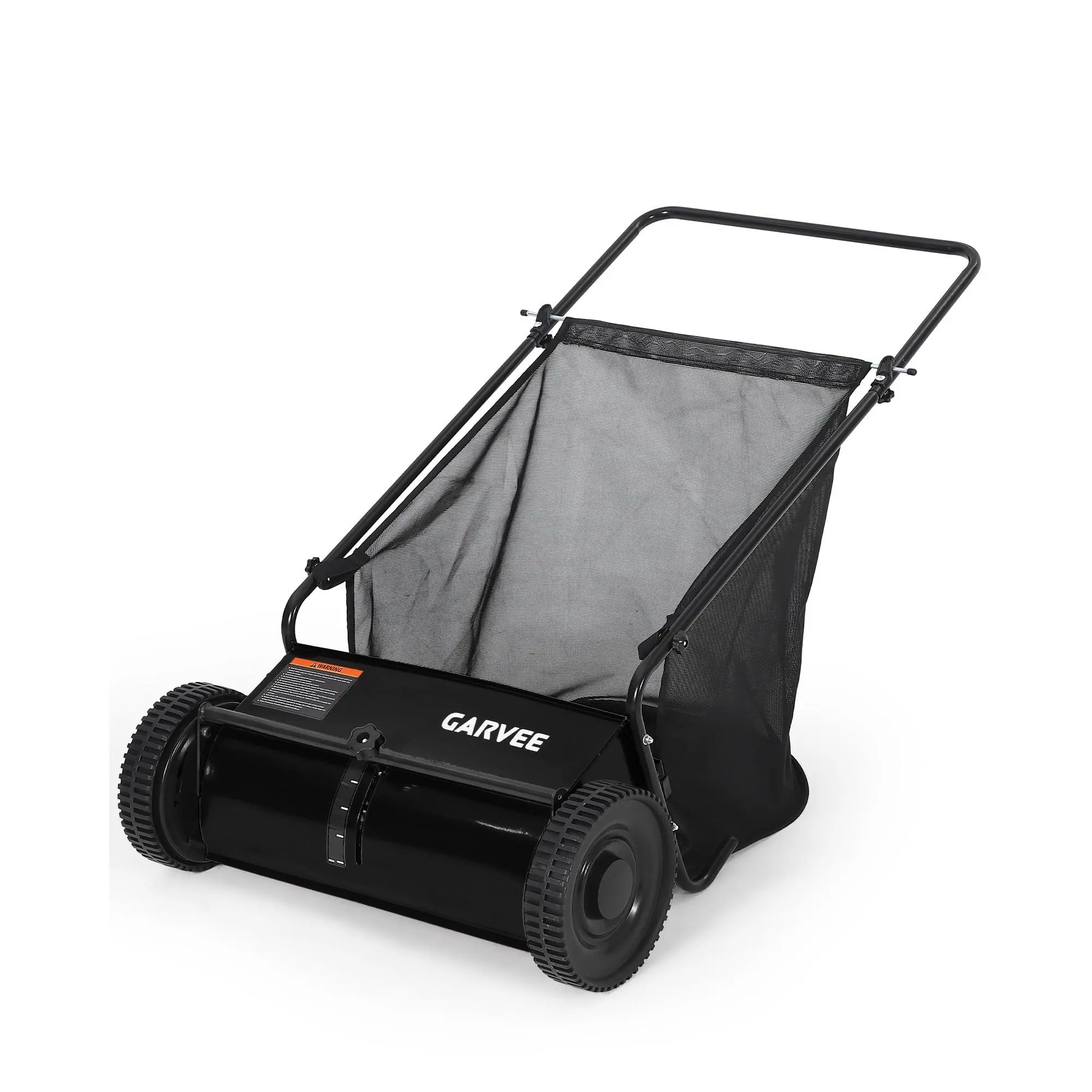 Garvee 26 in Push Sweeper, Heavy-Duty Portable Garden Cleaning Tool with 7 Cu. ft. Carrier Bag, 3 V-Brushes & Adjustable Height for Leaf Cleanup, Patio Surfaces
