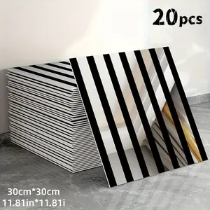 20pcs Grille Self-Adhesive Wallpaper, Fashion Style, Detachable Wall Paper for Kitchen & Bathroom Decor, Moisture-Proofwall Stickers