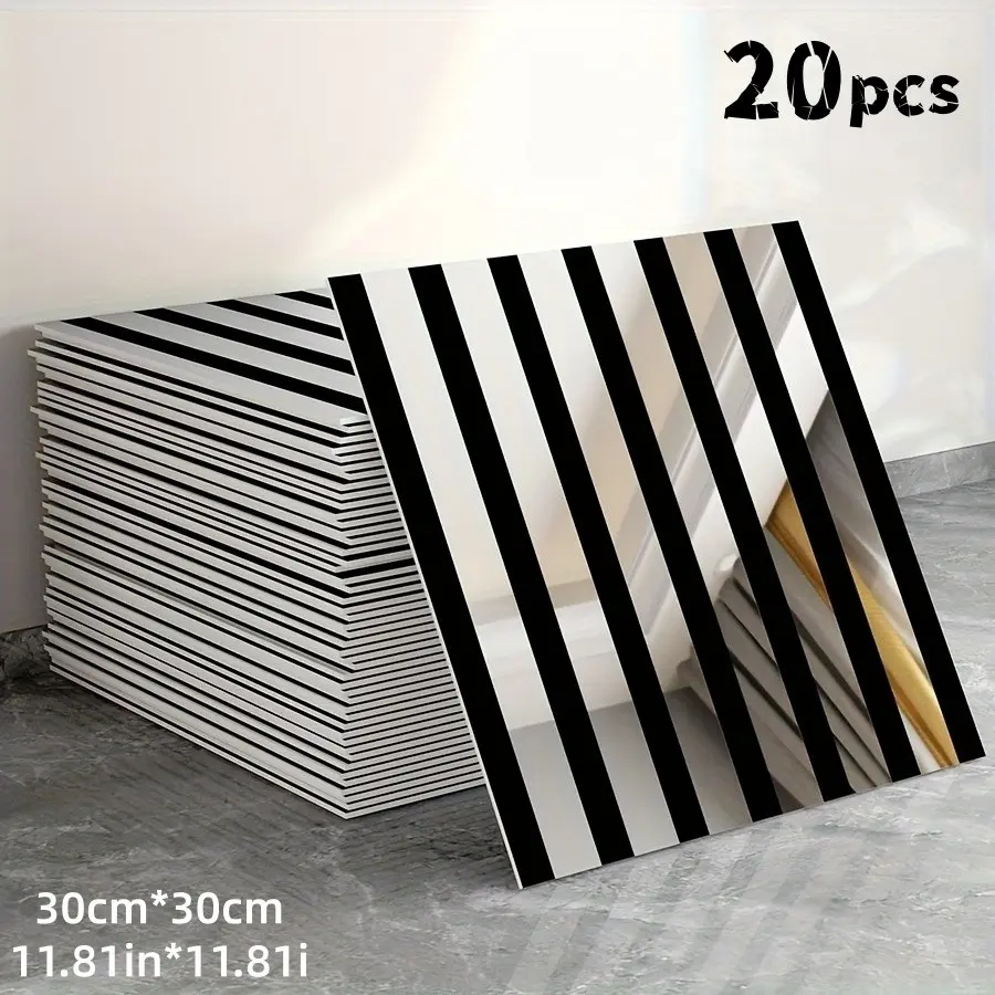 20pcs Grille Self-Adhesive Wallpaper, Fashion Style, Detachable Wall Paper for Kitchen & Bathroom Decor, Moisture-Proofwall Stickers