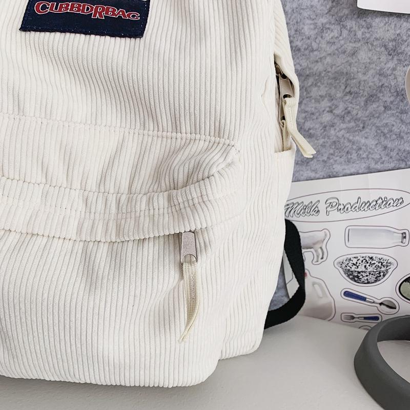 Vintage Boy Girl Corduroy Green School Bag Men Women Laptop College Backpack Cool Lady Student Fashion Female Travel BookBag New