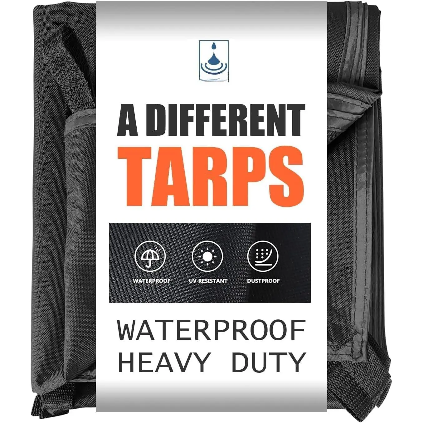 4x6ft Black Tarp Heavy Duty , Oxford Fabric Cover 20mil