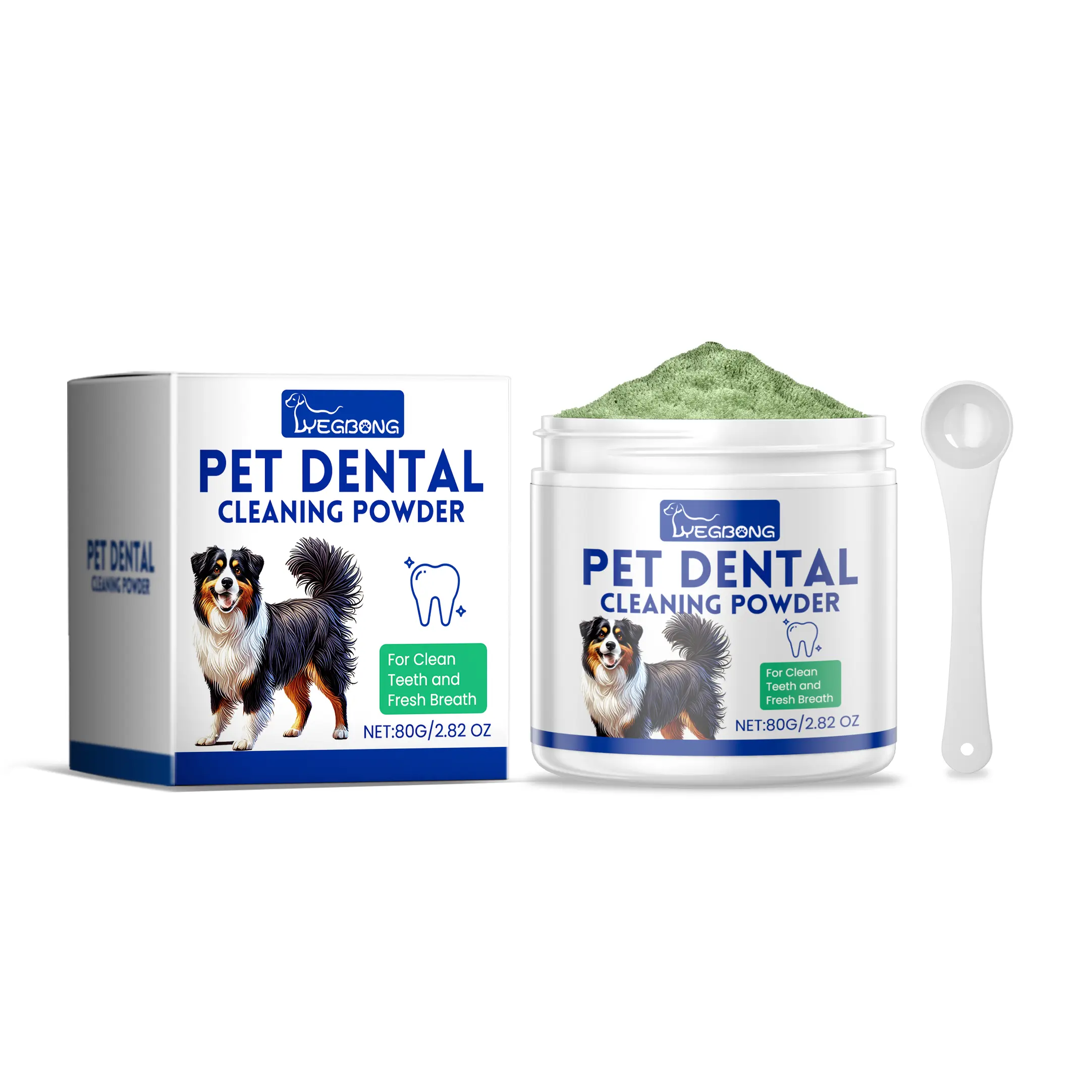 Yegbong Dog Oral Care Solid Powder, Tartar Plaque Remover with Peppermint Extract, Gentle Cleaning for Stains, Breath Freshener & Plaque Control