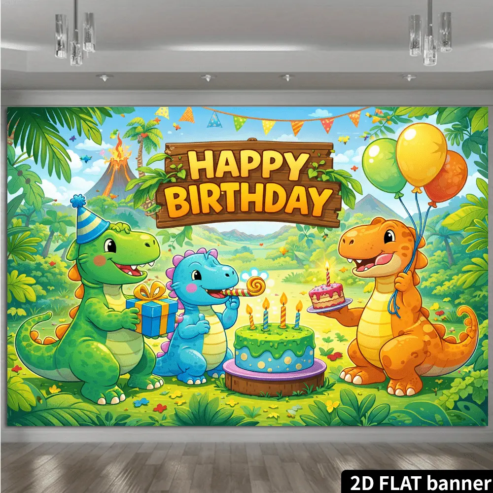 1pc Dinosaur Birthday Backdrop, Party Banner Decoration, Dinosaur Holding Cake and Balloons, Material, Suitable for Indoor and Outdoor Use, Party Decoration, Photography Background, Wall Decor, Holiday Celebration Supplies, Essential Birthday