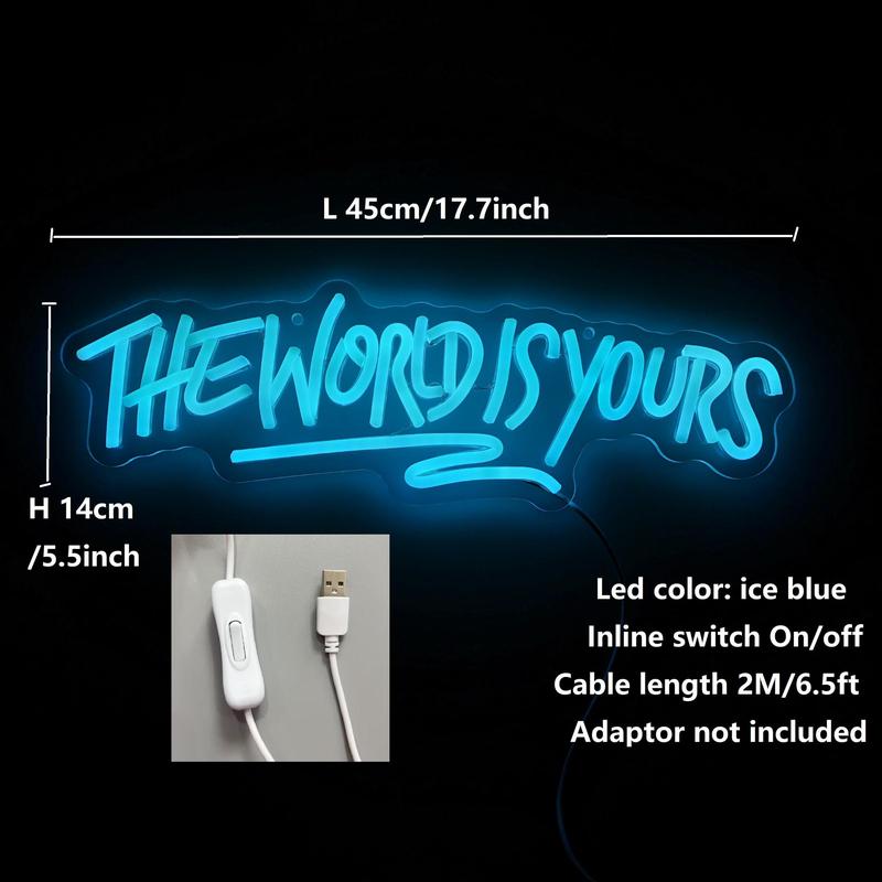 "The World Is Yours" Neon Sign, USB-Powered Light for Party and Room Decor, Unique Wall Art Lamp, Gift for Halloween, Christmas and Birthdays #TOP PICKS