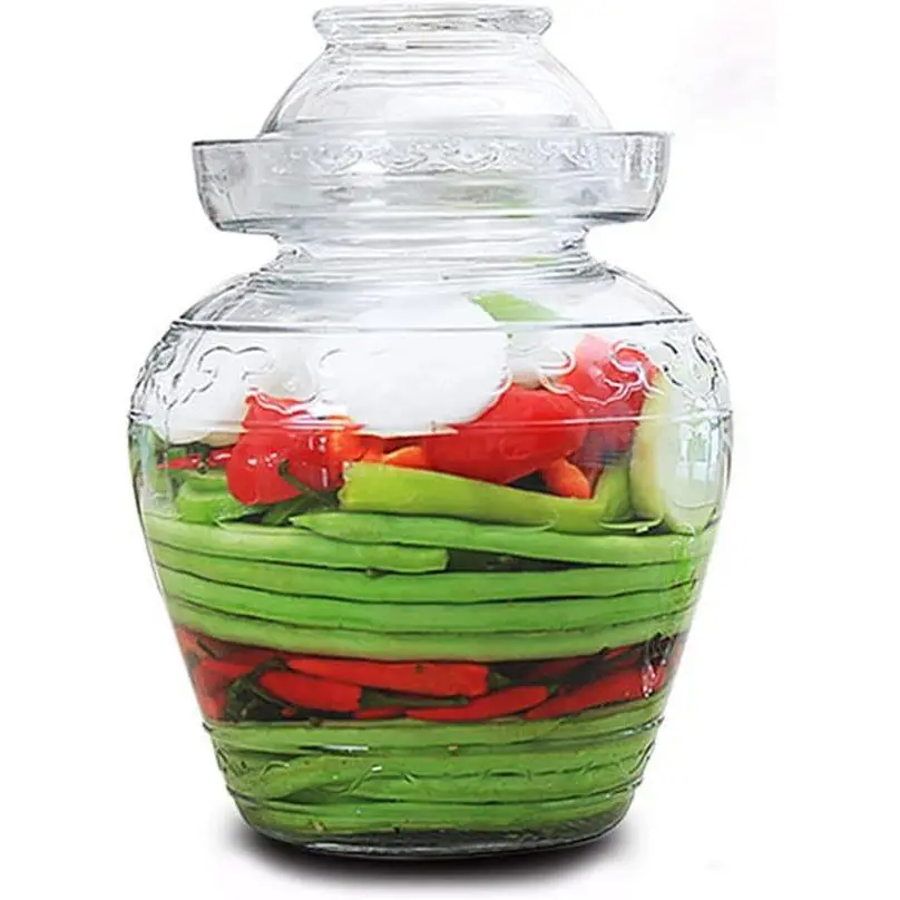 Fermentation Jar, 2.5 Liter Glass Pickle Jar with Water Seal Lid | Wide Mouth Clear Glass,  Grade, Fermentation Kit for Making Pickles Kimchi, Sauerkraut