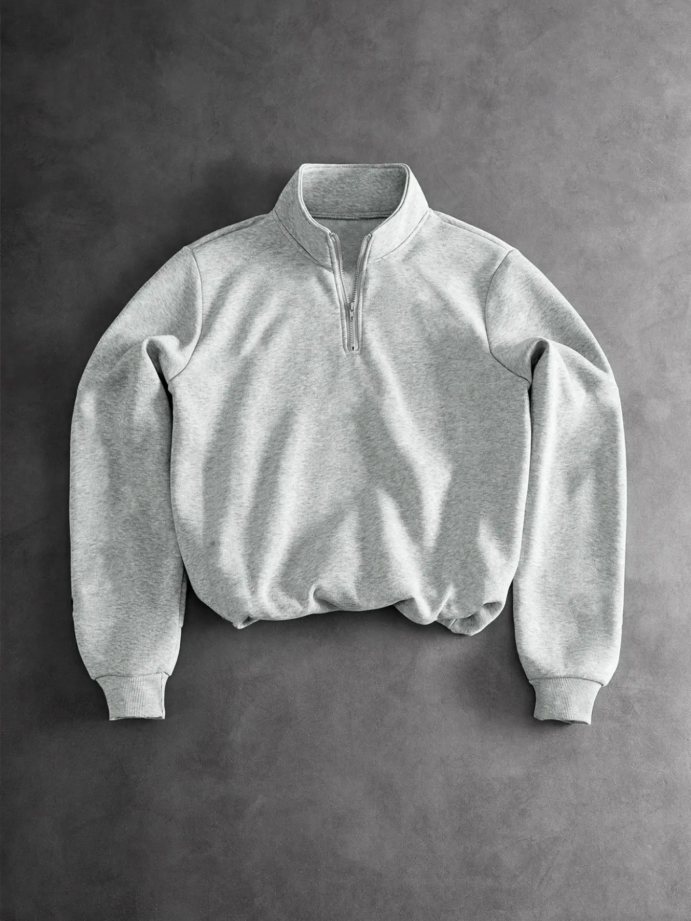 1 Pc Men Quarter Zip Sweatshirt Solid Color Fleece Lined Stand Collar Pullover Soft Loose Top For Daily Running Street Casual Wear
