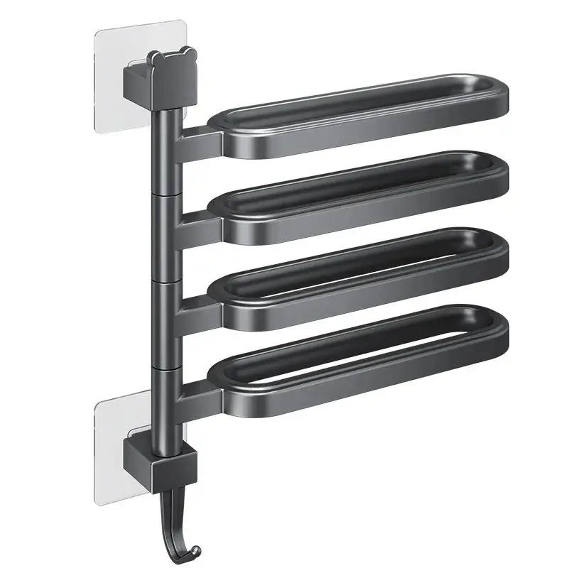 New Design No-Drill Rotatable Multi-Towel Rack, Single Plastic Storage Shelf, Ideal for Bathroom and Hotel Use, Space-Saving Organizer
