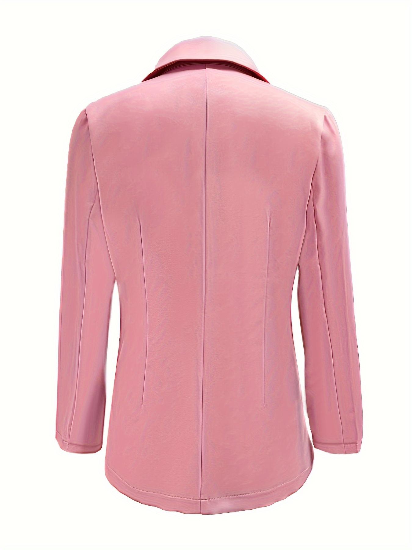 Women's Solid Button Front Lapel Neck Blazer, Elegant Long Sleeve Outerwear for Work Office Business, Ladies Spring & Fall Clothes