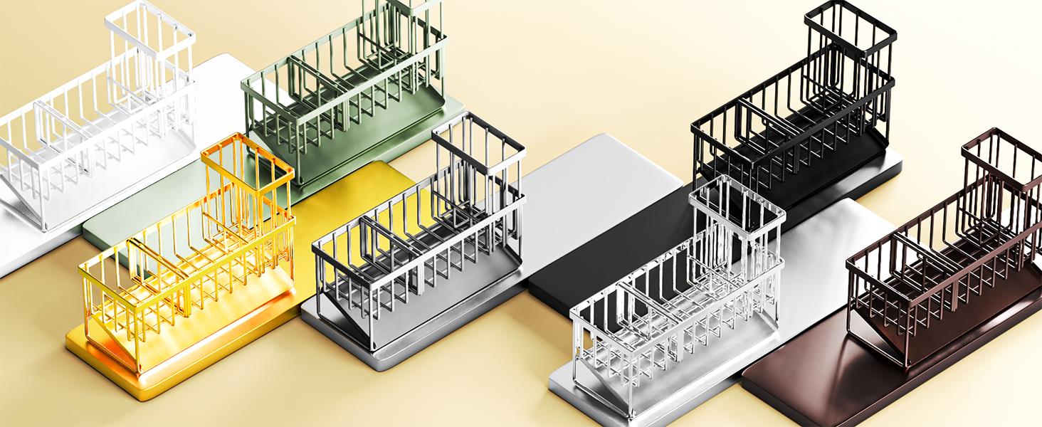 Sink Caddy Sponge Holder for Kitchen with Brush Holder and Stainless Steel Self Drain Tray, Rustproof Kitchen Sink Organizer for Sponge, Soap Dispenser Storage Accessories