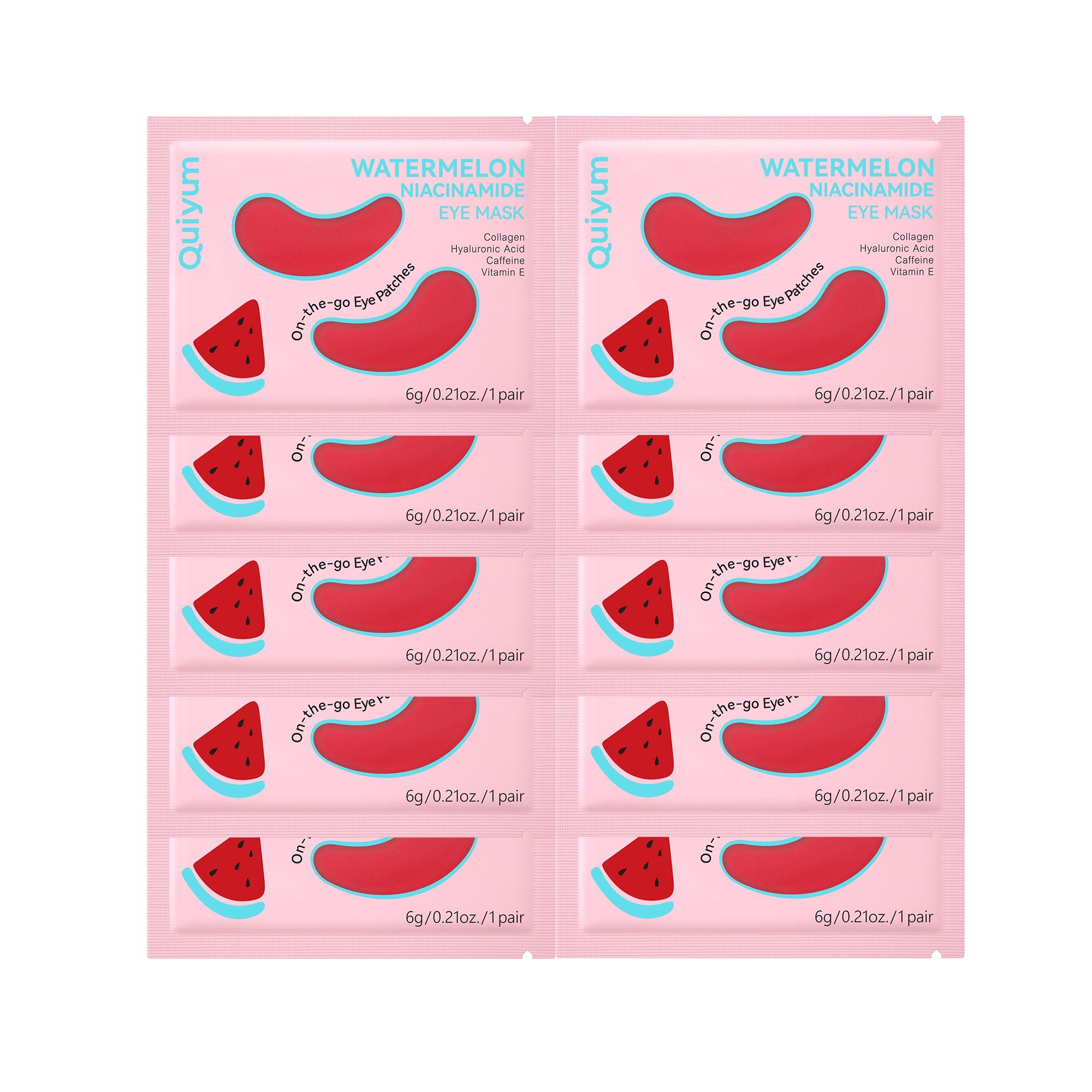 Quiyum Watermelon Niacinamide Eye Mask Patches 6g, 10pcs/20pcs Moisturizing Hydrating Eye Masks