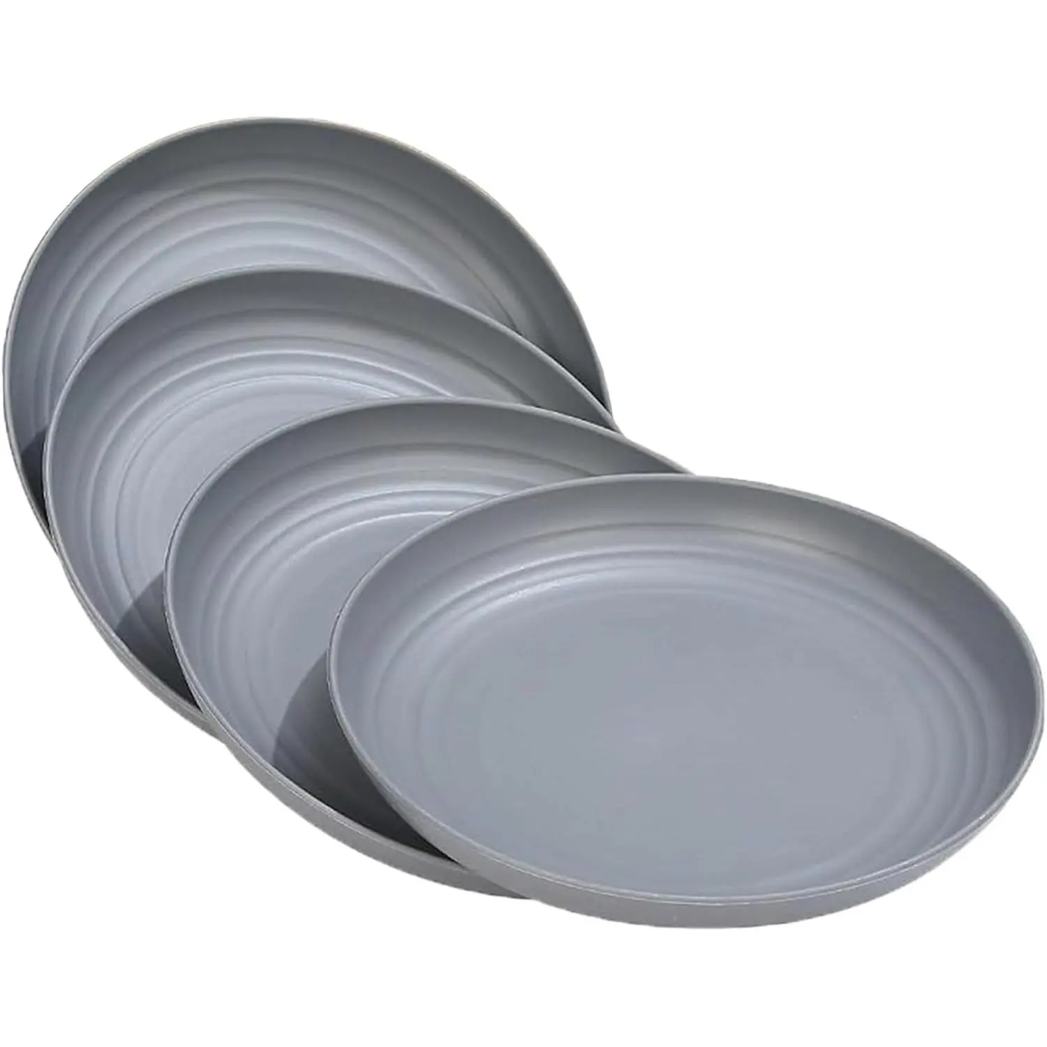 Wheat Straw Plates, Unbreakable Dinner Plates Set of 4, 8 Inch Plastic Plates , Dishwasher & Microwave Safe, Lightweight Salad Plates for Camping/Kitchen (Gray)