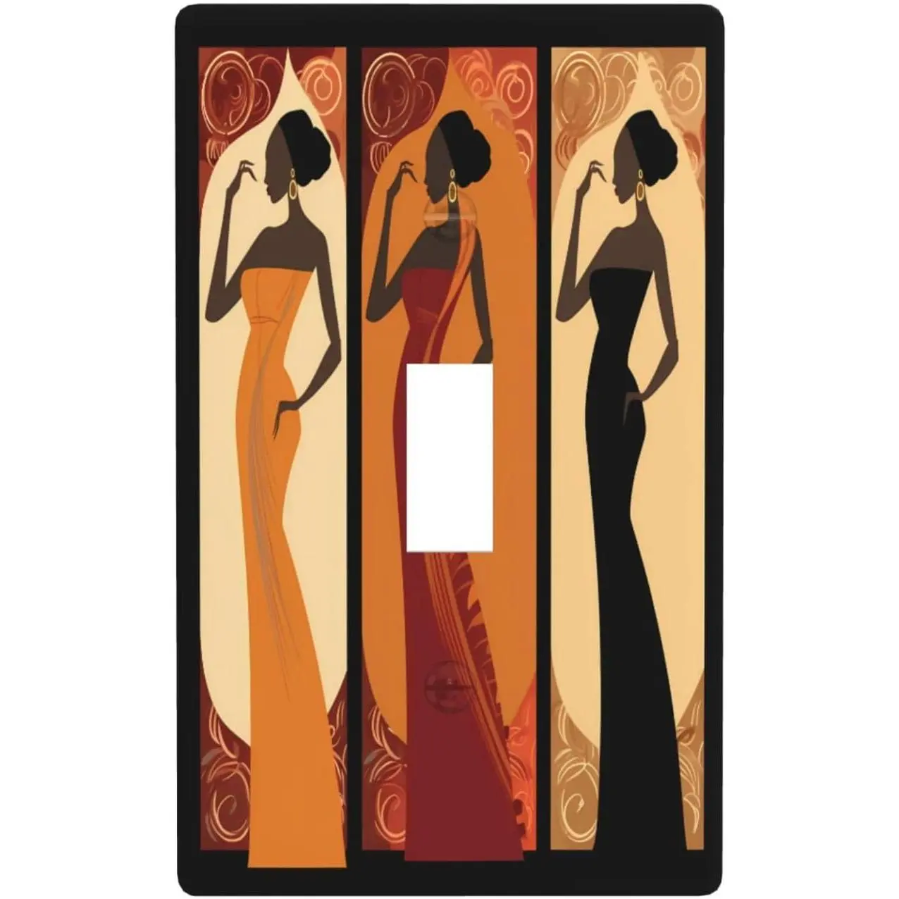 Black Woman Single Toggle Light  Cover,  Girls Wall Plate Panels Decoration Gifts for  Room Office