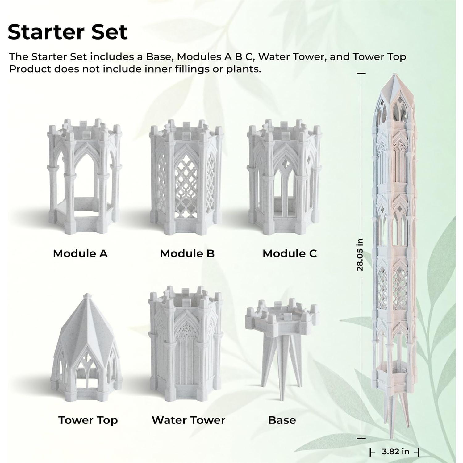 Gothic Tower Moss Pole - Modular Stackable Self-Watering Indoor Climbing  Totem, Can Be  as Moss Pole,  Stake or Climbing Support