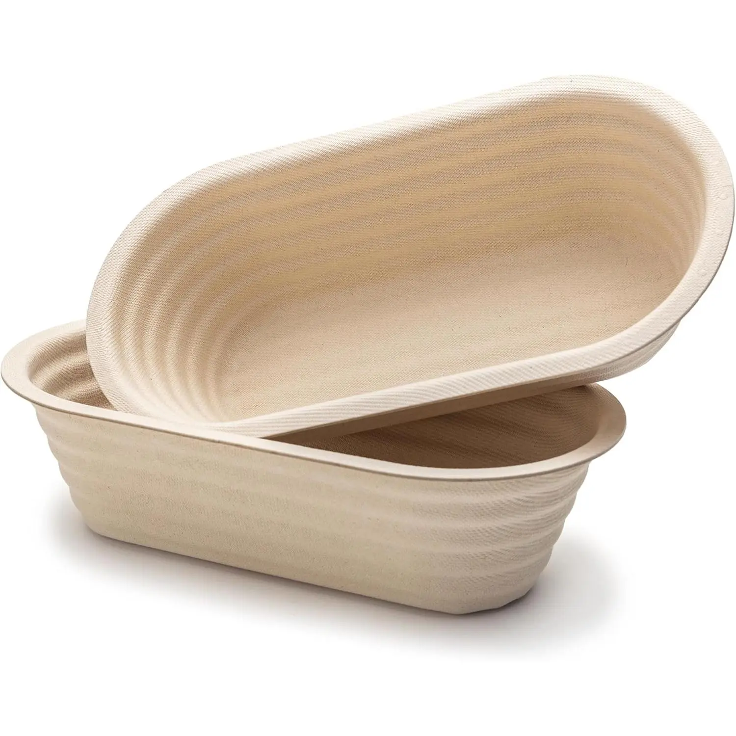 Classic Tool 10-in Lightweight Banneton Batard Proofing Baskets (2-Pack) for Sourdough Baking, Stackable, Bamboo & Sugarcane Pulp, Easy Release, Ridges, Brush Clean Bakeware, Shaped, Bamboo Pulp