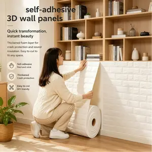 Flexible DIY Cuttable Self-Adhesive 3D Brick Wall Panels, Durable Wear-Resistant Foam Construction, Perfect for Indoor Background Wall, Boutique Shop and Balcony Wall Decoration