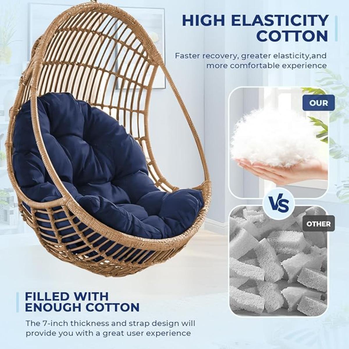 DANGHOOGY Egg Chair Cushion, Waterproof Outdoor Egg Replacement Cushions, Patio Chair Cushions for Outdoor Funiture, Thickened Hanging Chair Cushion, 35x47x7 Inches (Navy)