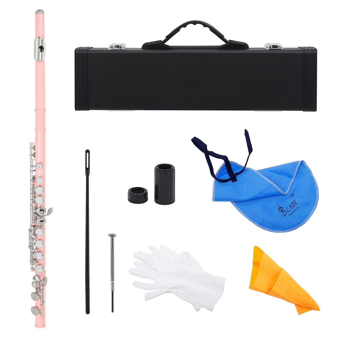 16 Hole Flute, C Key Flute with Accessories, Musical Instrument for Beginners, Woodwind Instrument for Home School Office