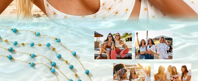 Gold Evil Eye Turquoise Necklace - 14K Gold Plated Turquoise Beaded Necklaces,Non Tarnish Golden Lucky Protection Western Jewelry,Trendy Boho Evil Eye Choker Gifts for Women Girlfriend Sister Wife