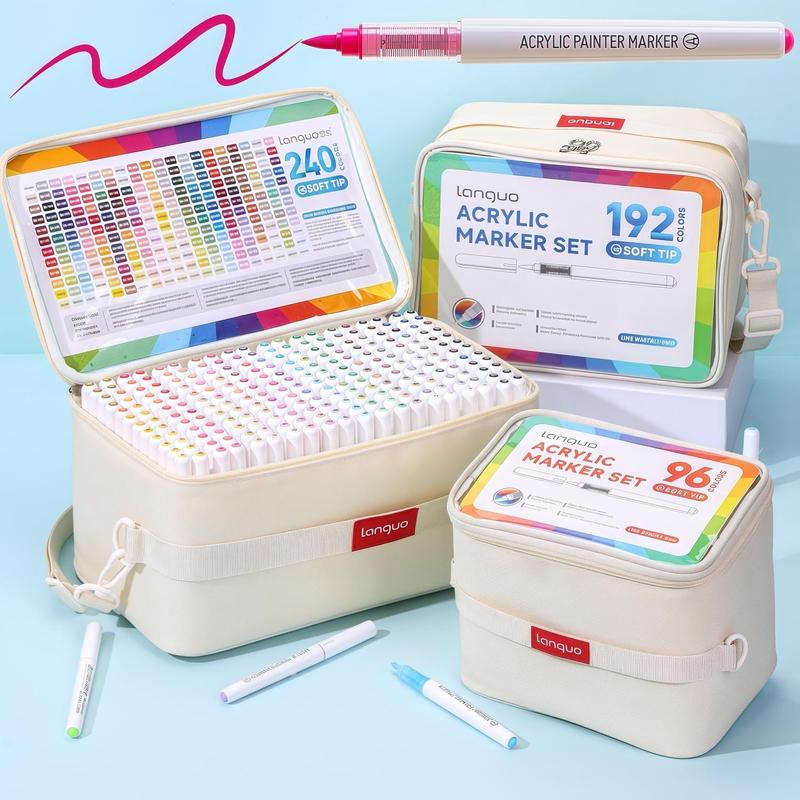 Acrylic Paint Marker Set, 240/192/96/60/48/36/24 Colors Acrylic Paint Marker Set with Storage Base, Art Supplies for Glass Stone Wood Plastic Paper, Acrylic Drawing Markers