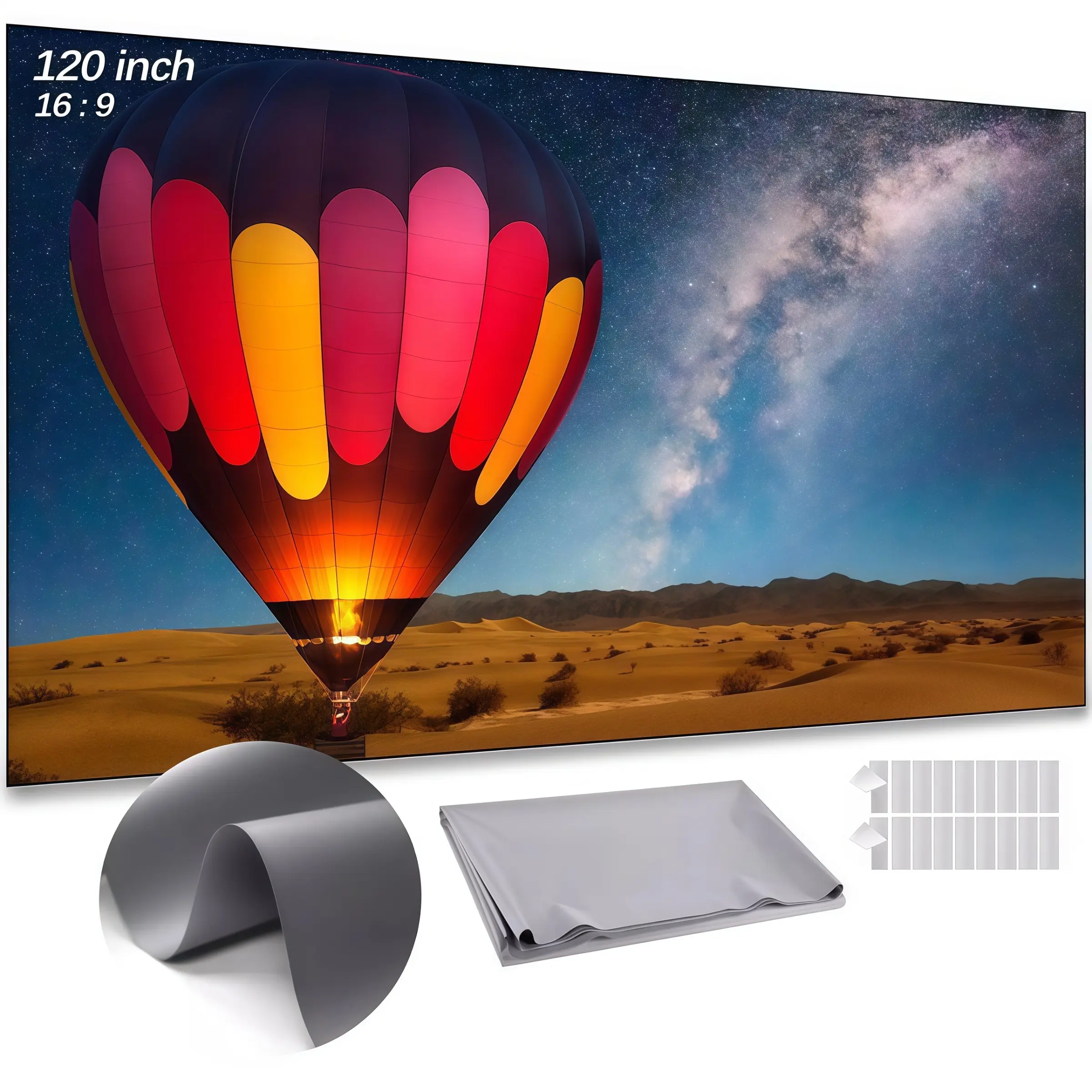 2027 Upgrade 120inch 4K UHD Anti-Light Foldable Portable Projector Scree (Front view provides optimal clarity) for Home Theater Party Office Classroom Outdoor Indoor Movie Projection Screen
