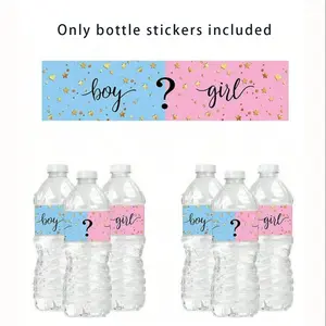 10/20pc Gender Reveal Party Water Bottle Label Stickers, Rectangular Gift Sealing Stickers, Water Bottle Stickers, Party Decorations, Baby Baptism Decorations, Birthday Decorations