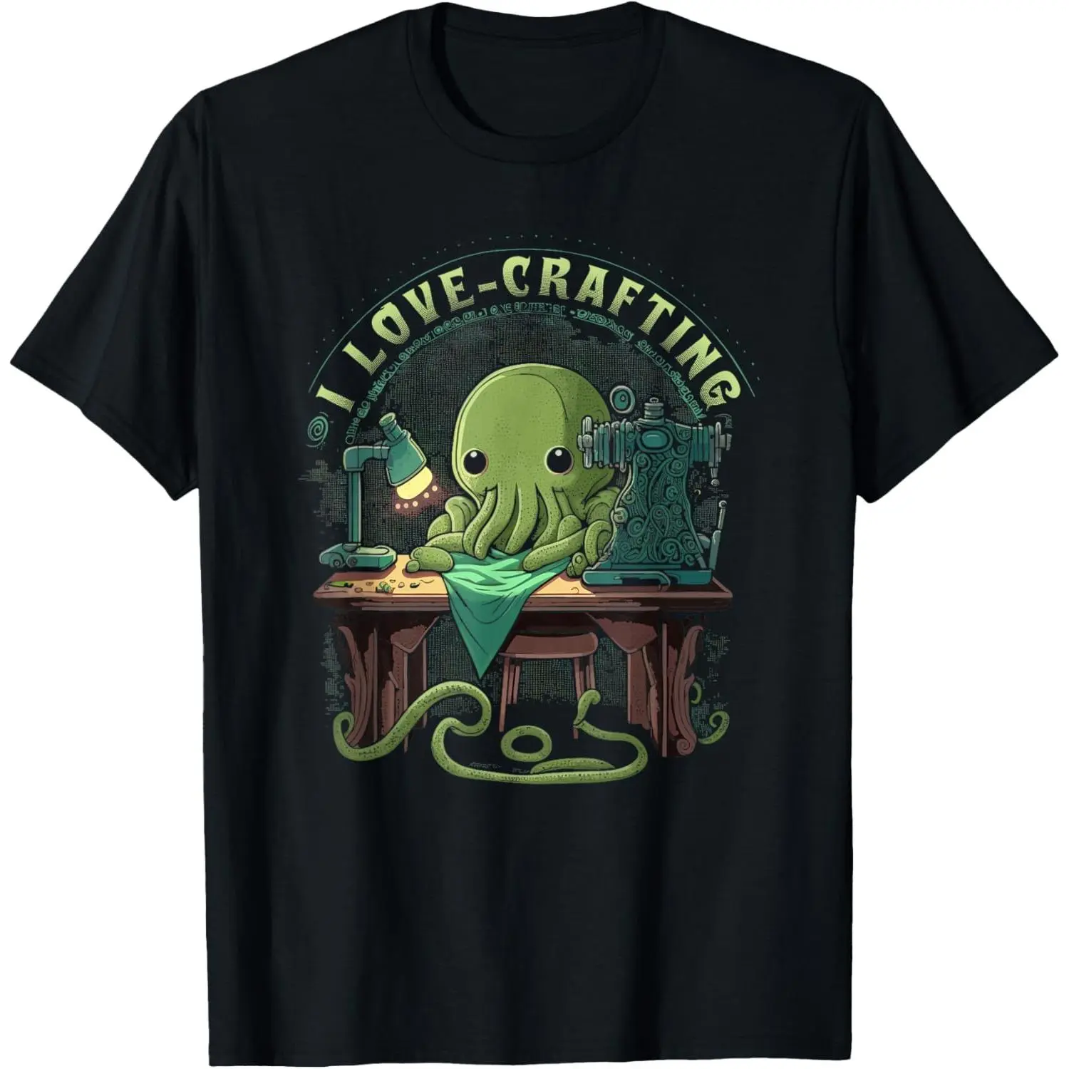 Men's Graphic T-Shirt, Retro Cthulhu Sewing Combed Cotton Tee, Novelty Oversized Fit for Halloween Costumes & Street Style