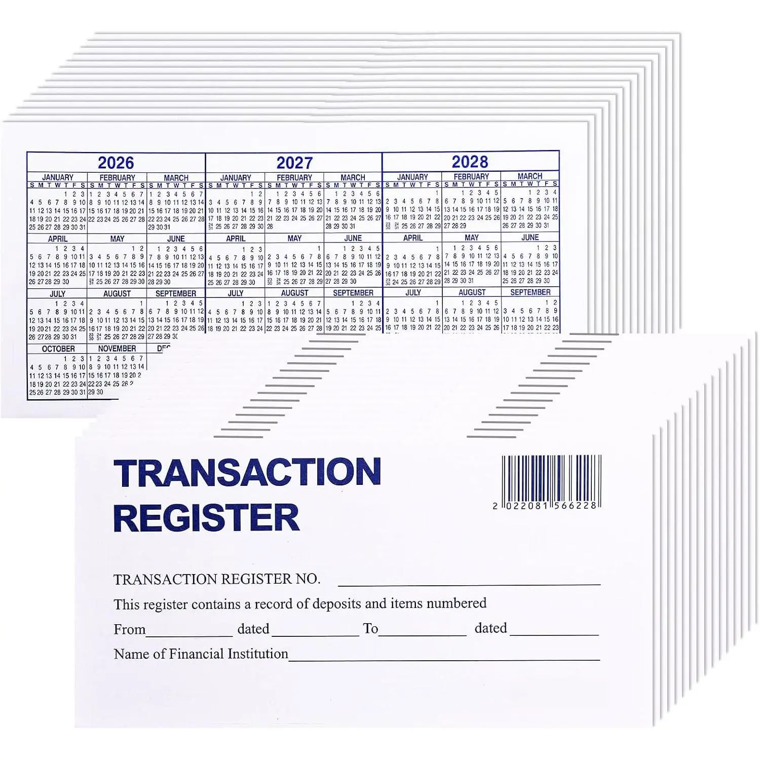 24 count Check Registers for Personal Checkbook, Easy to Read Checkbook Register