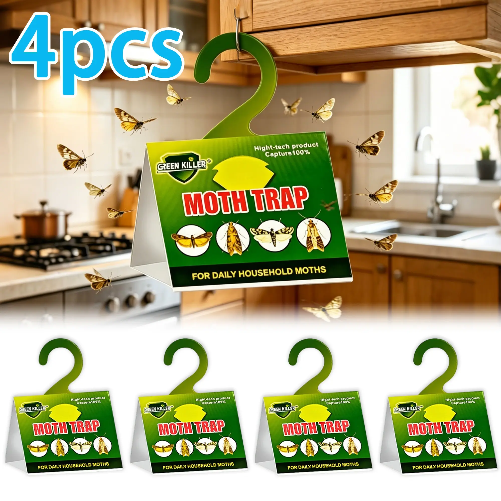 Moth Trap Set, 8pcs/4pcs Flying Insect Catcher, Clothes Beetle Stick Board, Odorless Pest Control for Kitchen & Food Storage