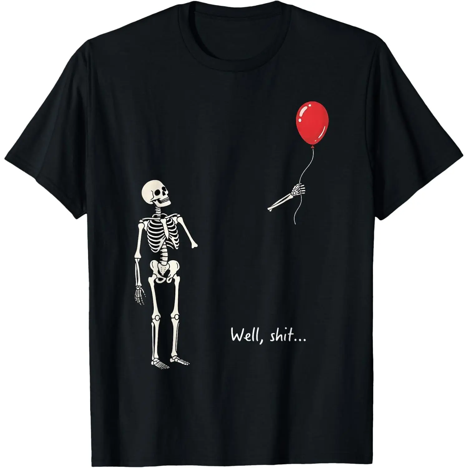 Well Skeleton Holding Balloon Gothic Halloween T-Shirt